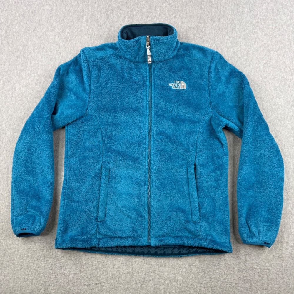 The North Face Jacket Womens Medium Blue Sherpa Fleece Mock Neck Full Zip Warm